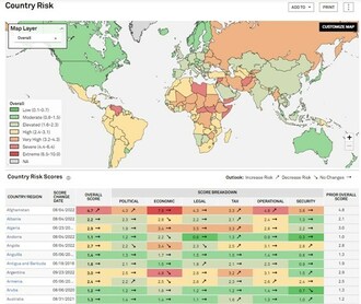 Platform View of Overall Strategic Risk by Country: Source: S&P Capital IQ Pro. Data as of January 27, 2023. Screenshot for illustrative purposes only.